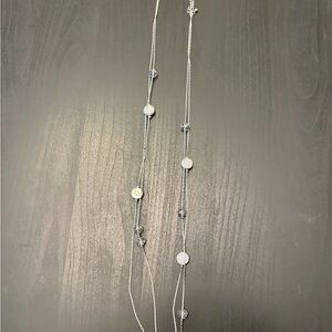 New York & Company Silver Necklace with Crystal Details